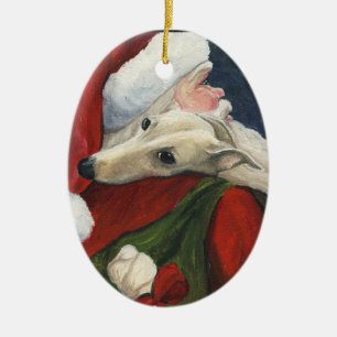 De Cerâmica Ornamento da arte do galgo e do cão do papai noel