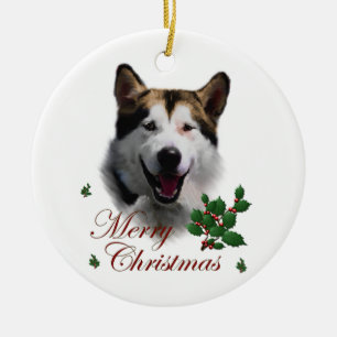 De Cerâmica Ornamento da arte do Natal do Malamute do Alasca