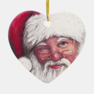 De Cerâmica Ornamento da arte do piscar os olhos do papai noel