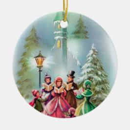 De Cerâmica ornamento da árvore natais vintages carolers