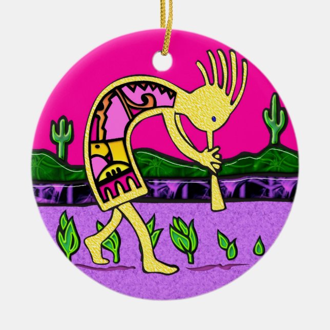 De Cerâmica Ornamento da Boa Sorte Kokopelli (Frente)