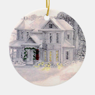De Cerâmica Ornamento da casa do Victorian do Natal