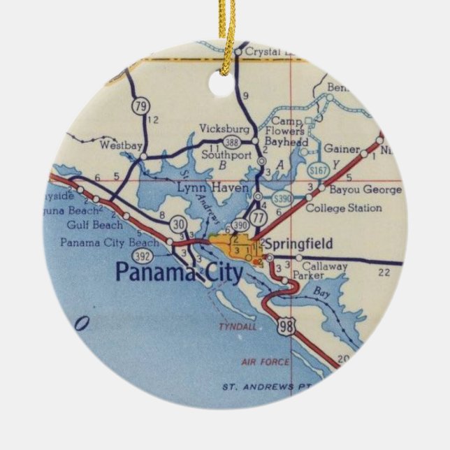 De Cerâmica Ornamento Da Cidade Do Panamá, Flórida, Com Mapa V (Frente)
