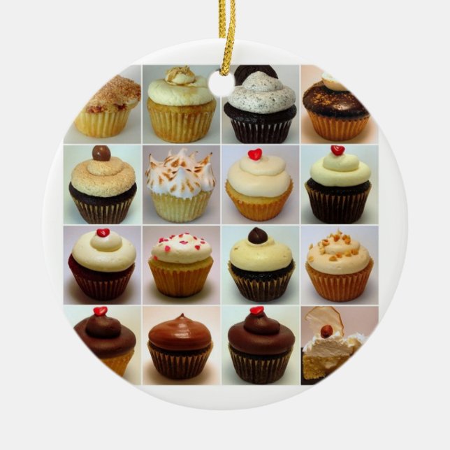 De Cerâmica Ornamento da colagem do cupcake (Frente)