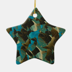 De Cerâmica Ornamento da estrela azul do mosaico