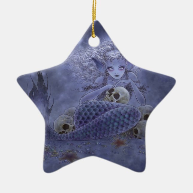 De Cerâmica Ornamento da fantasia - sereia escura (Frente)