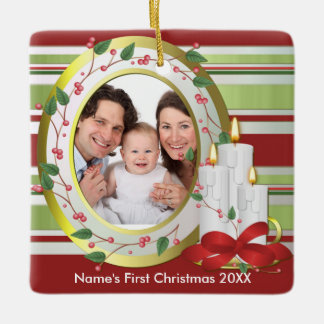 De Cerâmica Ornamento da foto do Natal do bebê personalizado