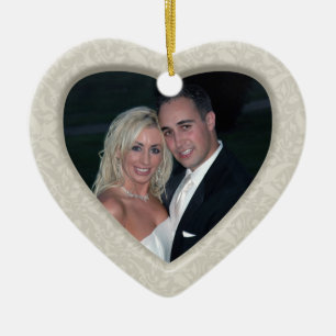 De Cerâmica Ornamento da foto do Natal do damasco elegante