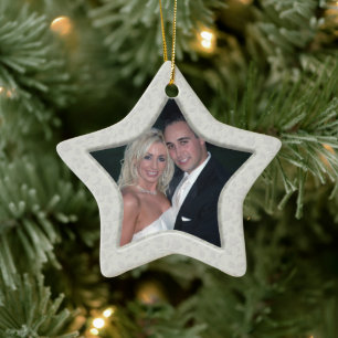 De Cerâmica Ornamento da foto do Natal do damasco floral