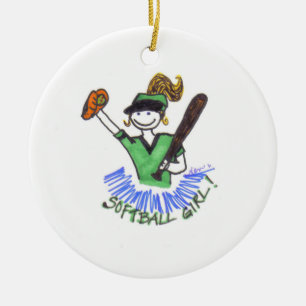 De Cerâmica Ornamento da menina do softball