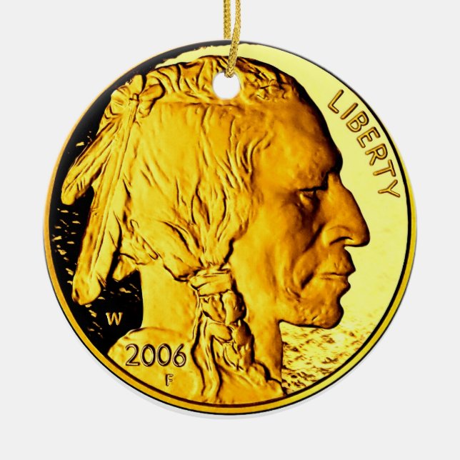 De Cerâmica Ornamento da moeda $50 Dourado (Frente)