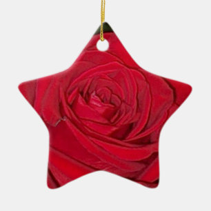 De Cerâmica Ornamento da rosa vermelha