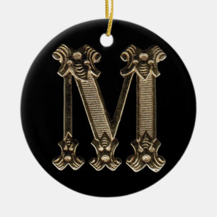 De Cerâmica Ornamento dado forma da letra M círculo redondo