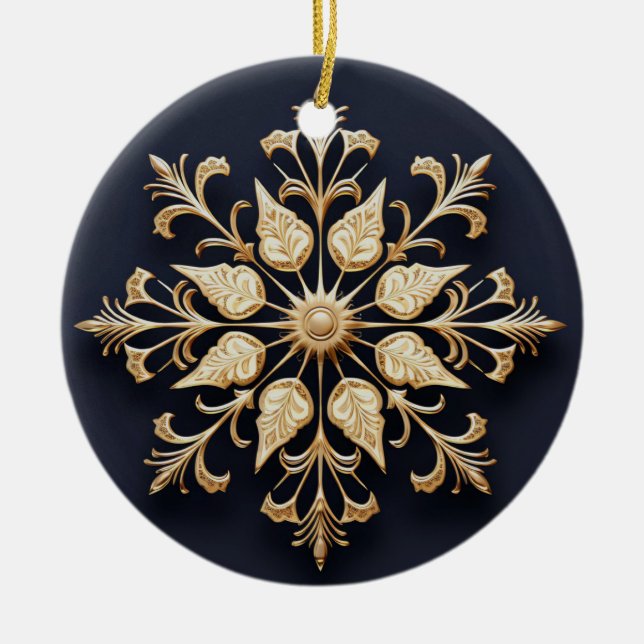 De Cerâmica Ornamento Decorativo Dourado (Frente)