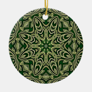De Cerâmica Ornamento Decorativo Dourado Verde