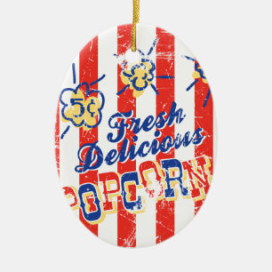 De Cerâmica Ornamento delicioso fresco da pipoca - Oval