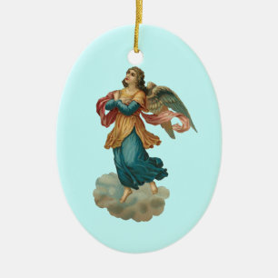 De Cerâmica Ornamento do anjo do vintage com poema