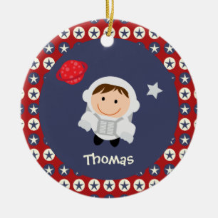 De Cerâmica Ornamento do astronauta das estrelas vermelhas e