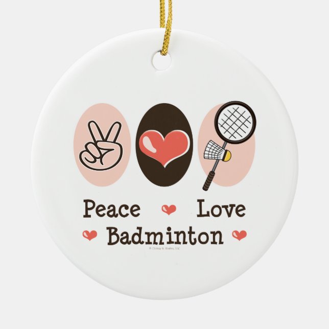 De Cerâmica Ornamento do Badminton do amor da paz (Frente)
