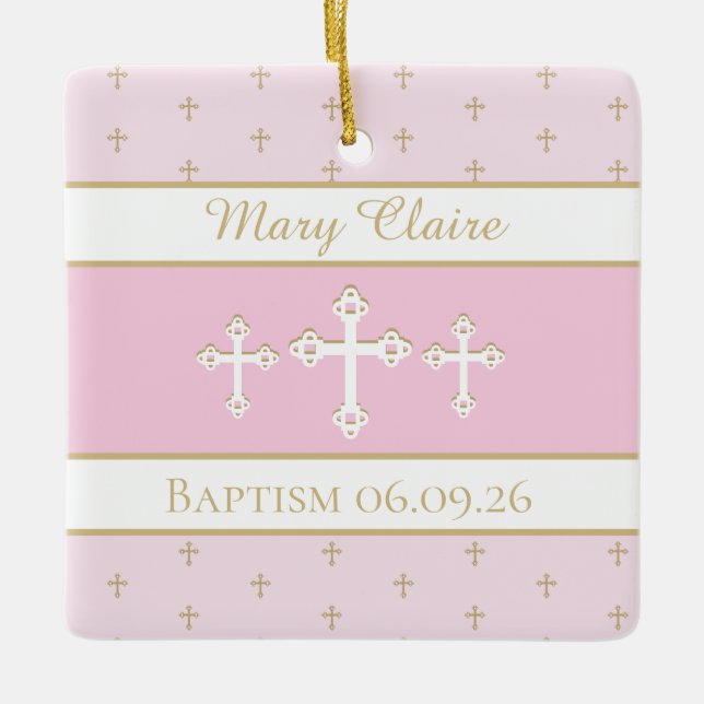 De Cerâmica Ornamento do batismo cristão personalizado (Frente)