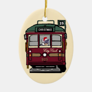 De Cerâmica Ornamento do bonde do Natal
