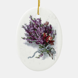 De Cerâmica Ornamento do buquê da lavanda do vintage