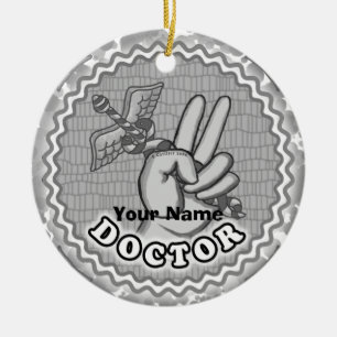 De Cerâmica Ornamento do Caduceus Peace Doctor