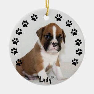 De Cerâmica Ornamento do cão do Natal - Pawprints