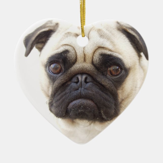 De Cerâmica Ornamento do cão do Pug (Frente)