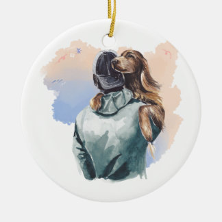 De Cerâmica Ornamento Do Cão E Do Homem
