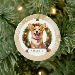 De Cerâmica Ornamento do Círculo Cerâmico Corgi