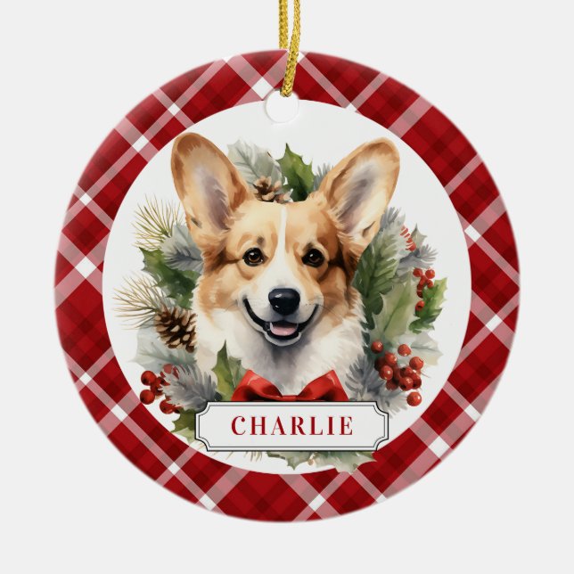De Cerâmica Ornamento do Círculo Cerâmico Corgi (Frente)