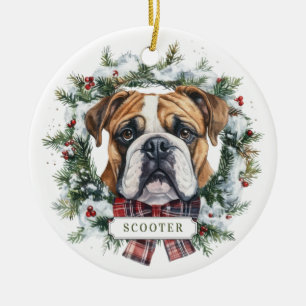 De Cerâmica Ornamento do Círculo Cerâmico do Bulldog em Inglês