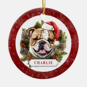 De Cerâmica Ornamento do Círculo Cerâmico do Bulldog Inglês
