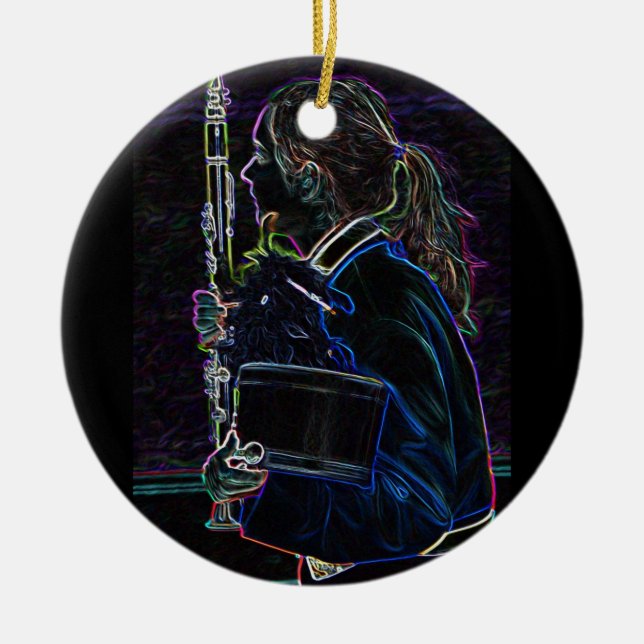 De Cerâmica Ornamento do Círculo Clarinetista Marching (Frente)