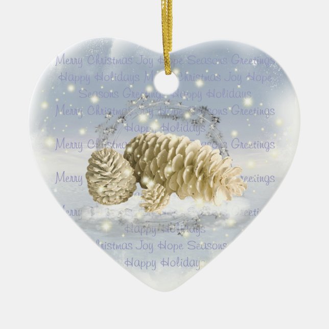 De Cerâmica Ornamento do cone do pinho do Natal (Frente)