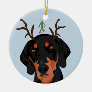 De Cerâmica Ornamento do Coonhound do visco