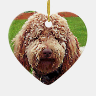 De Cerâmica Ornamento do coração da pintura do Doodle