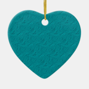 De Cerâmica Ornamento do Coração Teal em Rosas Embalados