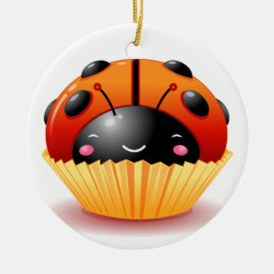 De Cerâmica Ornamento do cupcake do joaninha