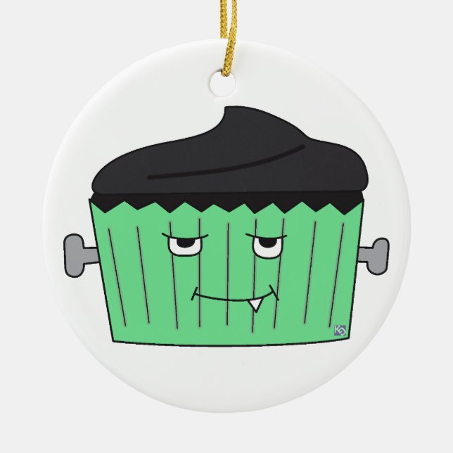 De Cerâmica Ornamento do cupcake do monstro (Frente)