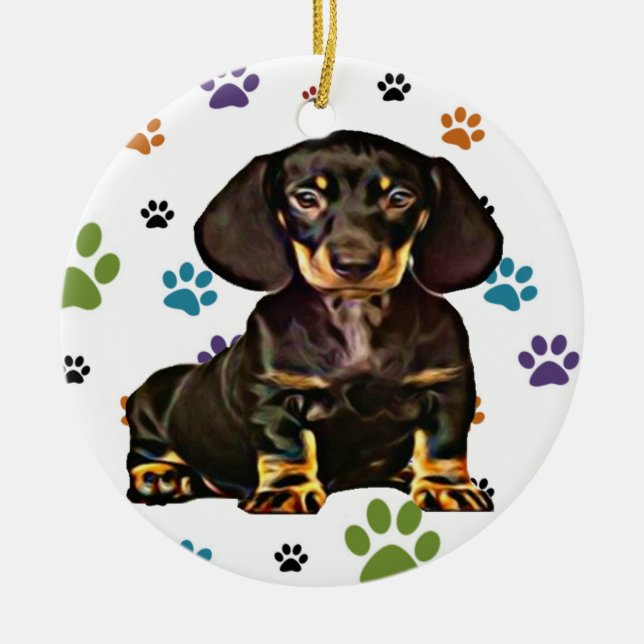De Cerâmica Ornamento do Dachshund (Frente)