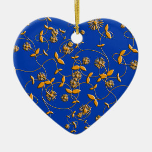De Cerâmica Ornamento do Designer Floral Azul