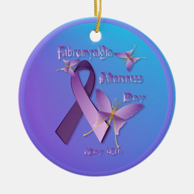 De Cerâmica Ornamento do dia da consciência da fibromialgia (Frente)