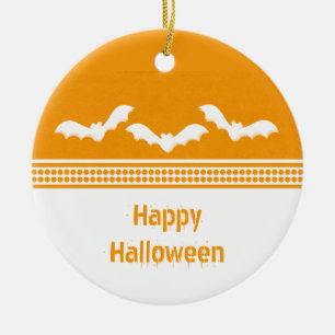 De Cerâmica Ornamento do Dia das Bruxas, Laranja e Branco