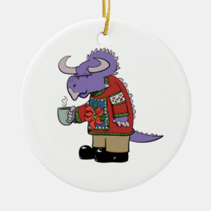 De Cerâmica Ornamento do dinossauro da camisola do Natal