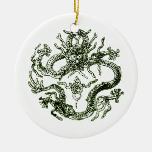 De Cerâmica Ornamento do Dragão Verde