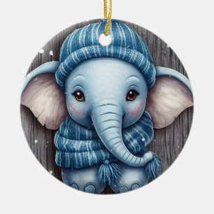 De Cerâmica Ornamento do Elefante Cozy Winter