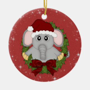 De Cerâmica Ornamento do elefante do Natal