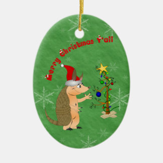 De Cerâmica Ornamento do Feliz Natal do tatu